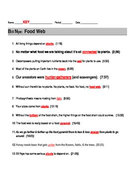 bill nye the science guy food web worksheet answers